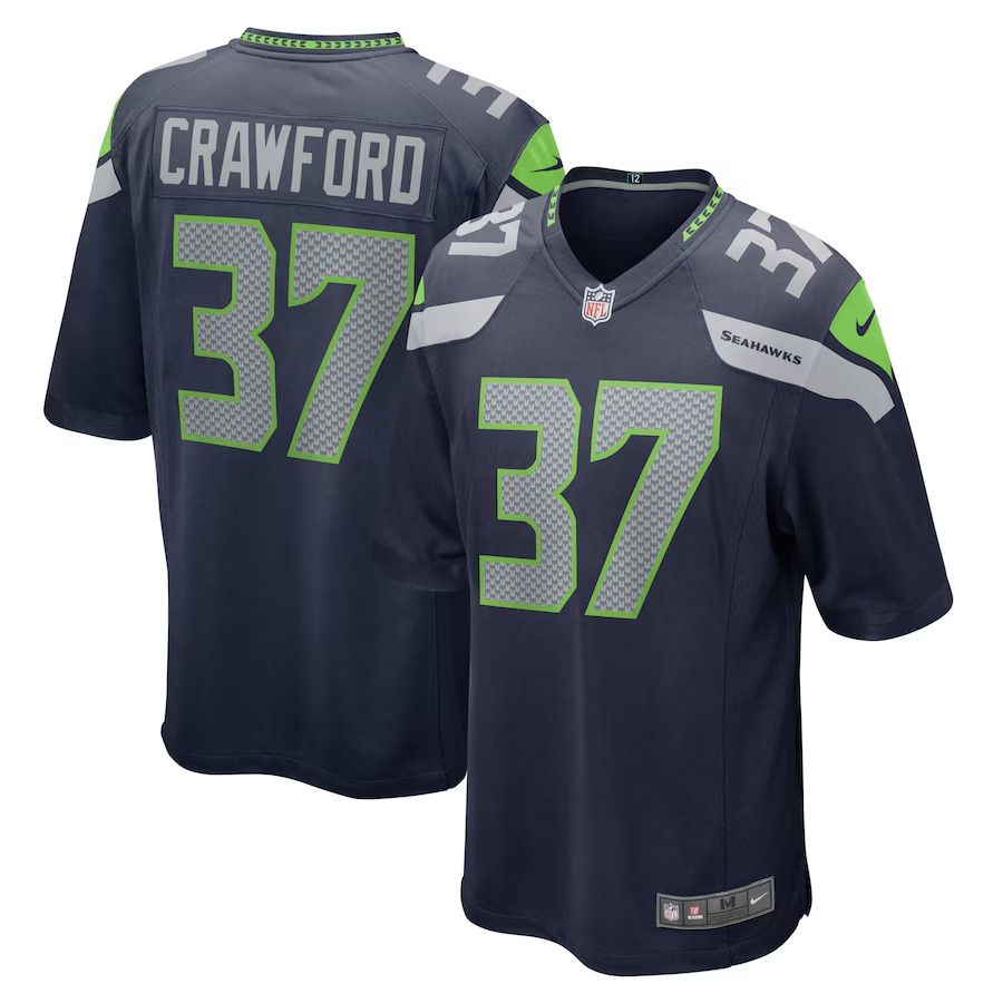 Men Seattle Seahawks #37 Xavier Crawford Nike College Navy Home Game Player NFL Jersey